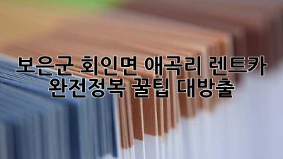🚗 보은군 회인면 애곡리 렌트카 완전정복! 꿀팁 대방출 🍯